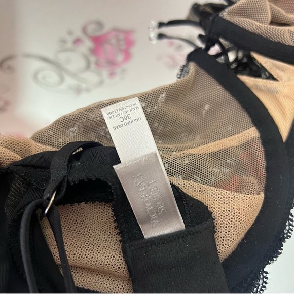 Victoriaβs Secret bra diamonds red black lace bling tie shimmer shiny y2k β€οΈππ - Picture 11 of 12